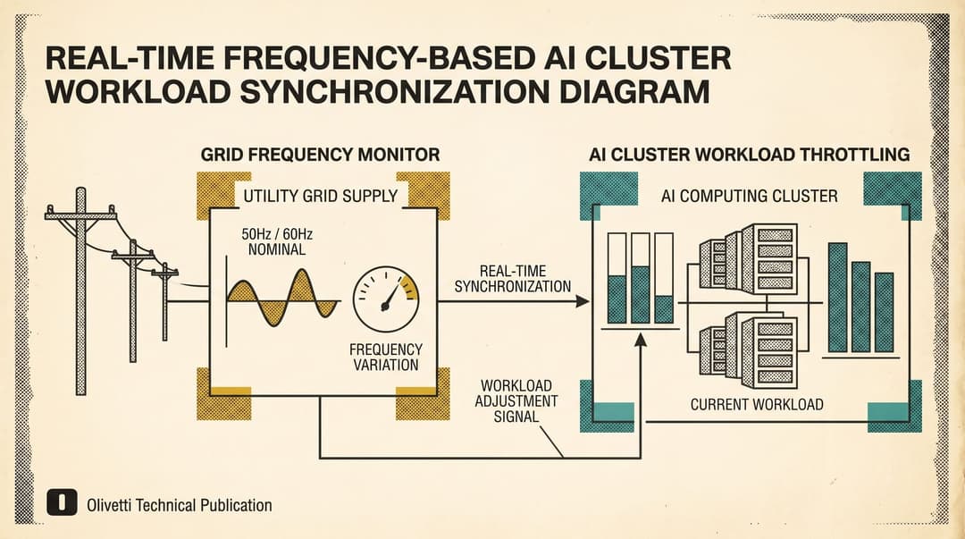 Diagram of data center power orchestration and utility grid synchronization