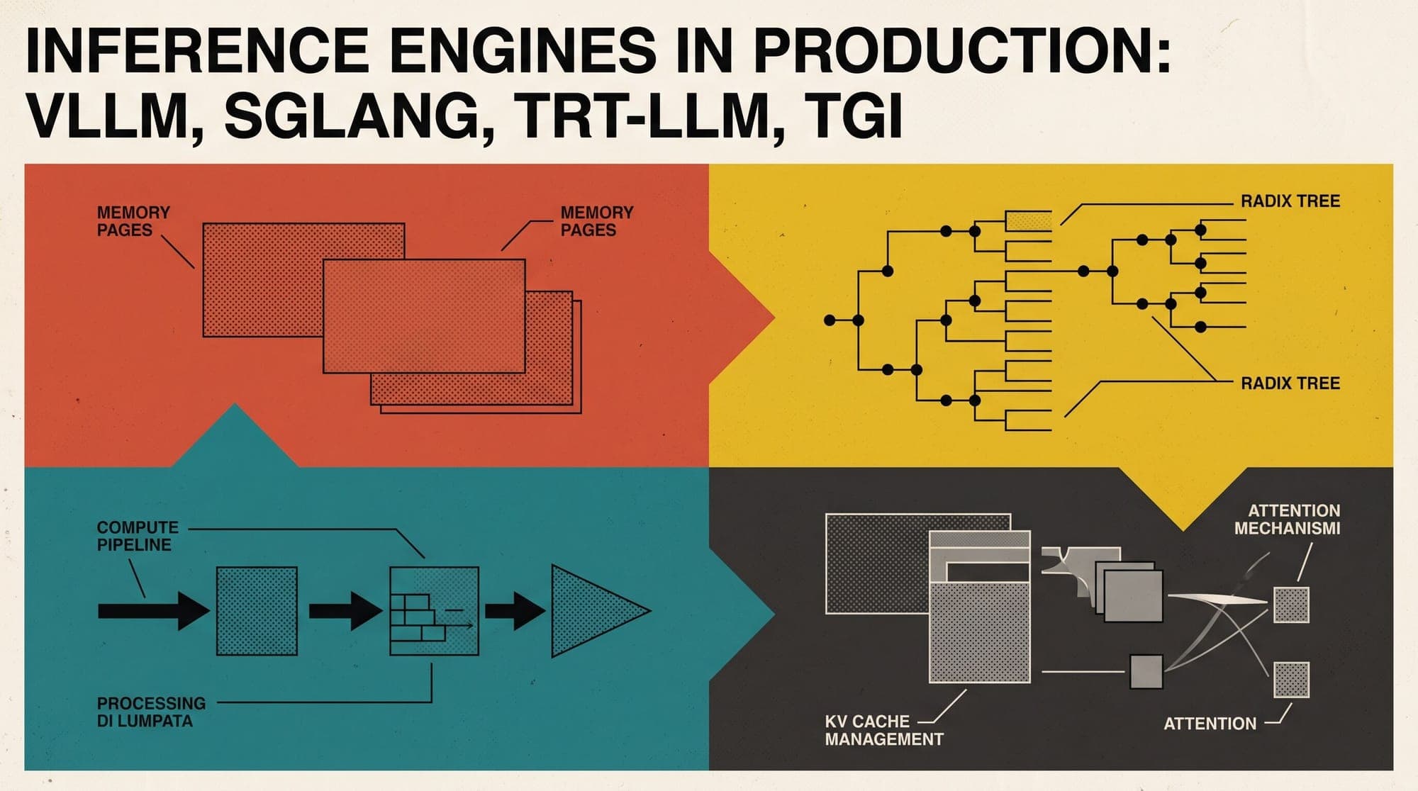 LLM Inference Engines in Production: Comparing vLLM, SGLang, TensorRT-LLM, and TGI Architecture, KV Cache Topologies, Kernel Optimizations, and Serving Economics