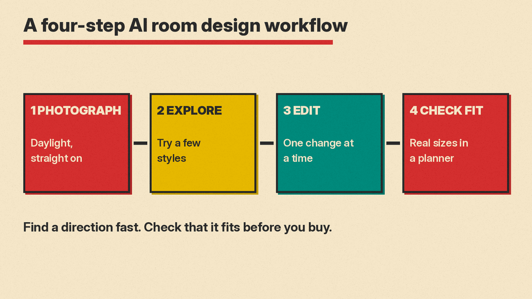 A four-step workflow for designing a room with AI