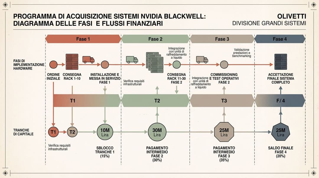 Schematic of phased tranche debt drawdowns aligned with GPU hardware delivery schedules