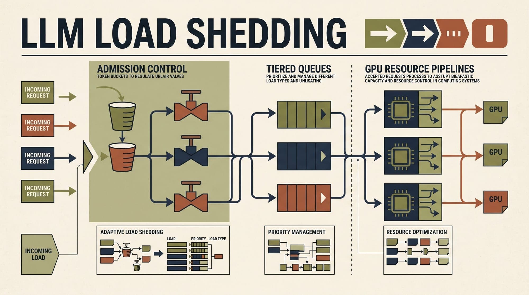 LLM Load Shedding and Overload Control in Production: Adaptive Admission, Preemption Economics, and Graceful Degradation