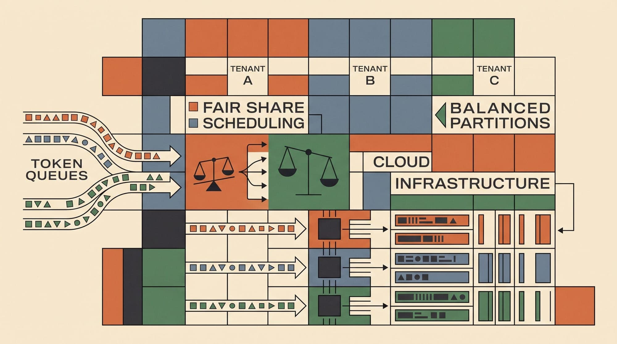 Multi-Tenant LLM Serving in Production: Fair-Share Scheduling, Dynamic KV Cache Quotas, and Noisy Neighbor Isolation