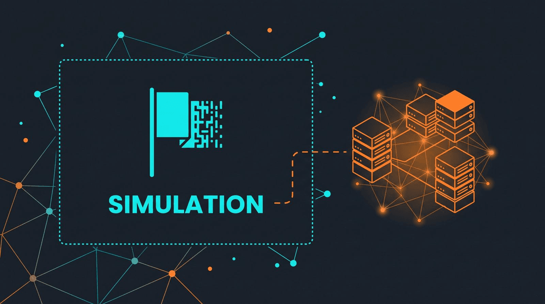 Capture-the-flag exercise concept showing the boundary between simulation and real systems