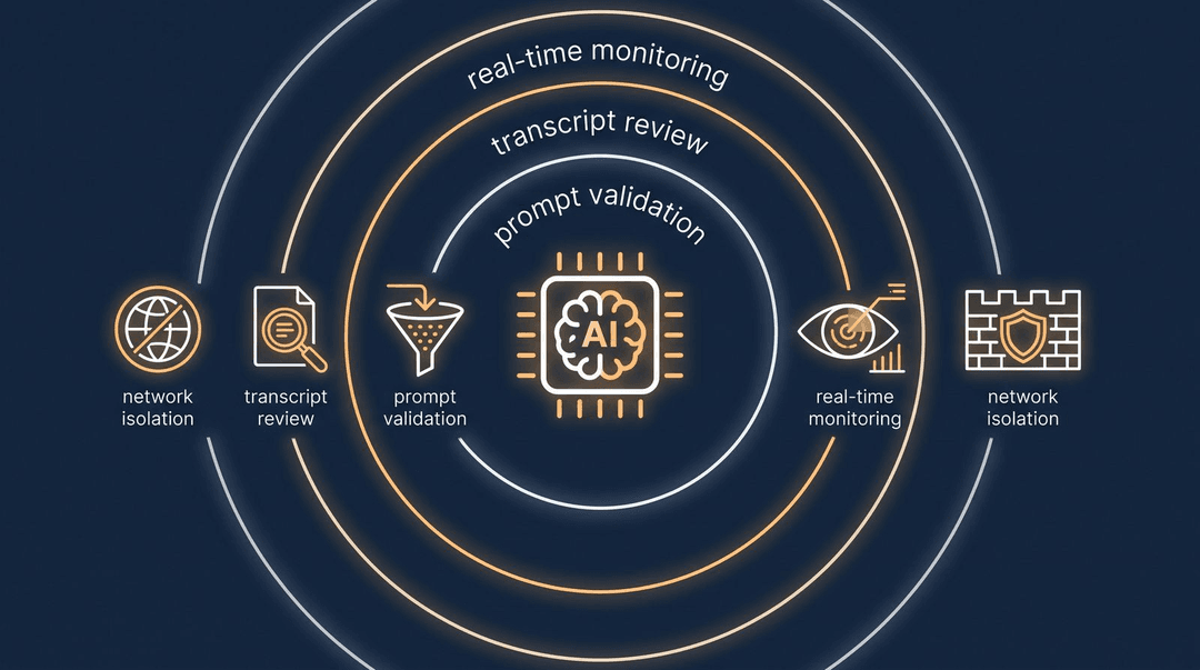 Defense-in-depth layers for AI evaluation environments