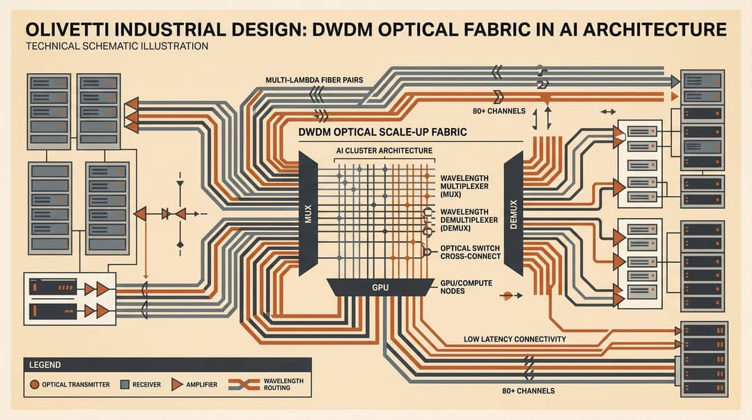 Dense wavelength division multiplexing DWDM optical scale-up fabric in AI cluster architecture