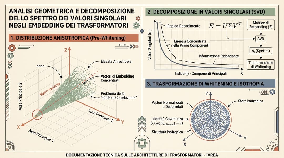 Singular value decay and representation space whitening