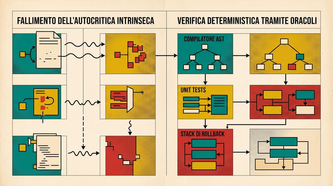 Comparison of Intrinsic Self-Critique vs Deterministic Verification Oracles