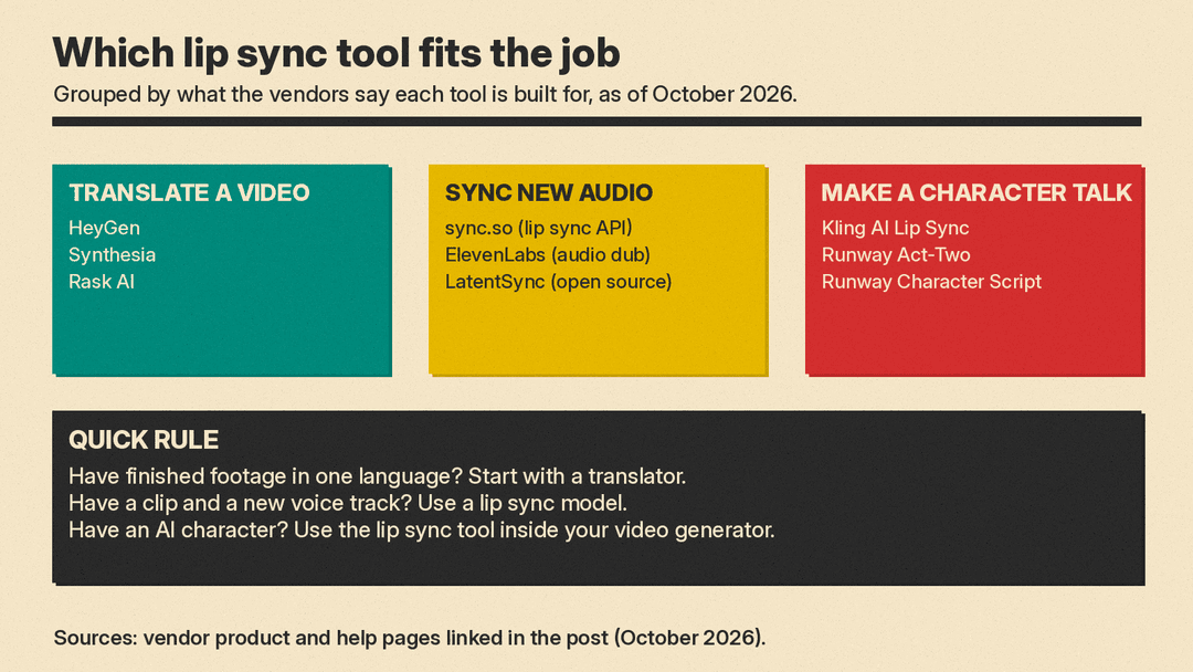 Which lip sync tool fits the job: translators, lip sync models, and character tools
