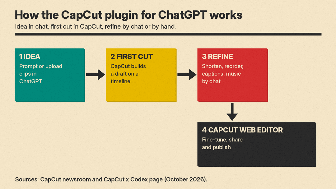How the CapCut plugin for ChatGPT works, from idea to CapCut web editor