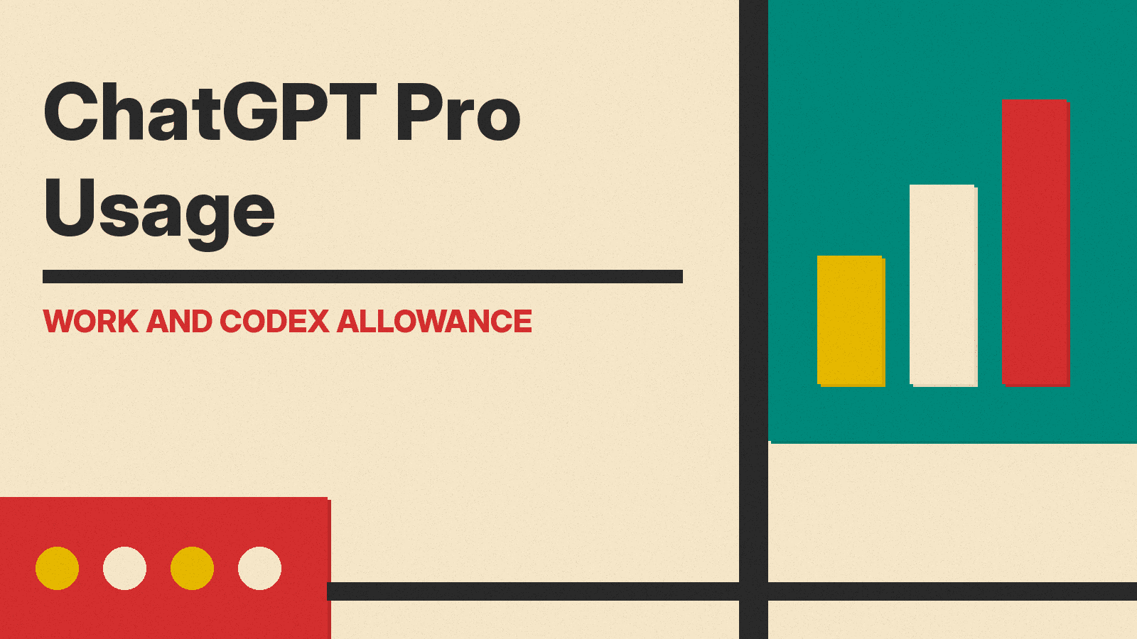 Olivetti-style illustration with the words ChatGPT Pro Usage and three colored bars on a teal panel