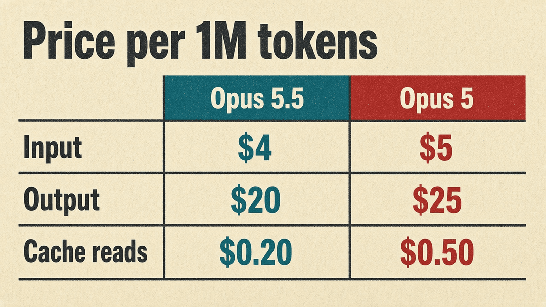 Opus 5.5 vs Opus 5 pricing per million tokens