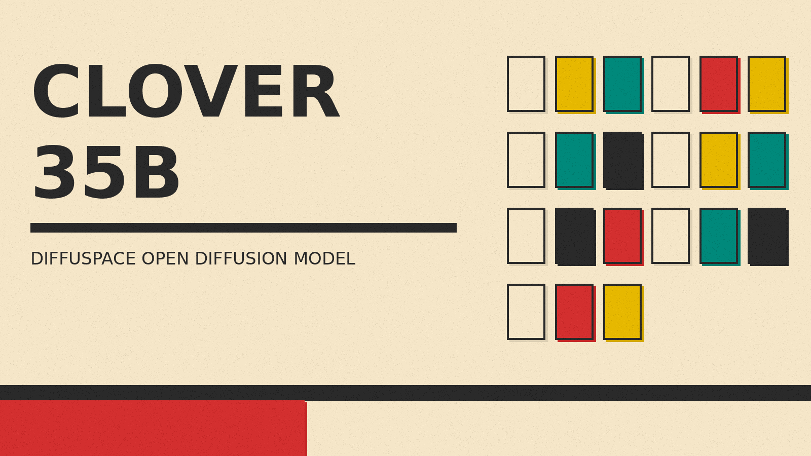 Olivetti-style cover reading CLOVER 35B with parallel token blocks filling in on cream paper