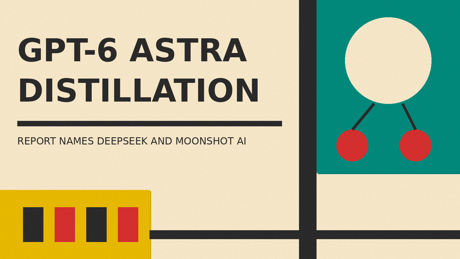 Olivetti-style cover reading GPT-6 ASTRA DISTILLATION with a large teacher circle feeding two smaller circles
