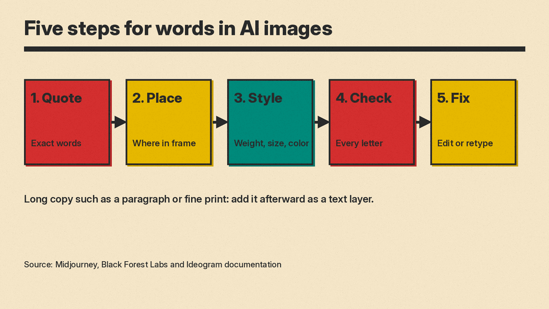 Five-step workflow for text in AI images