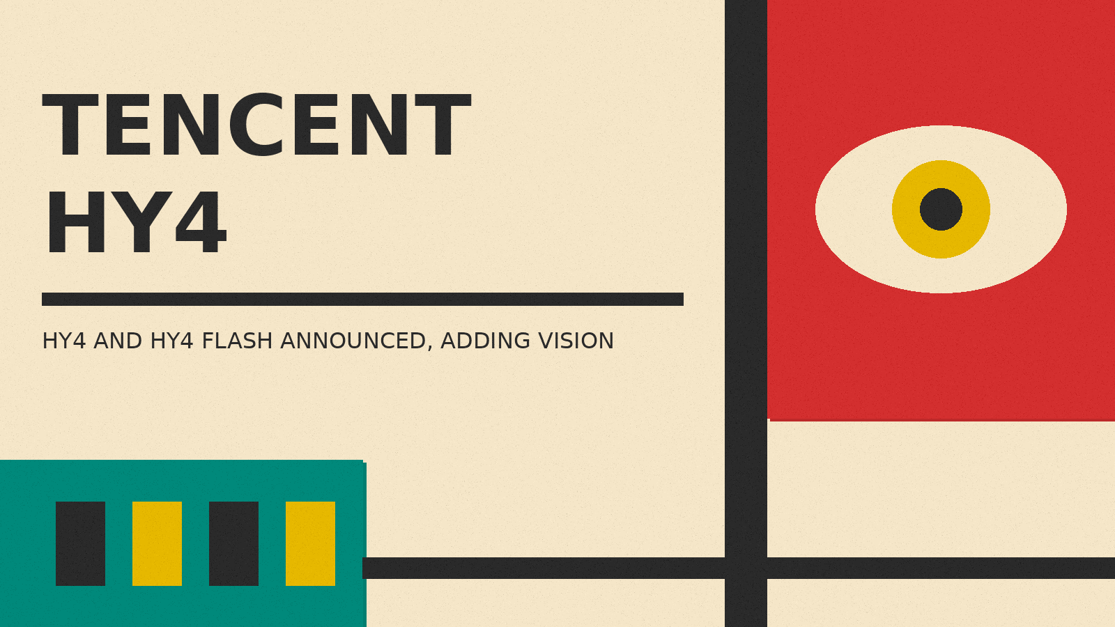 Olivetti-style cover reading TENCENT HY4 with an eye icon block and charcoal rules on cream paper